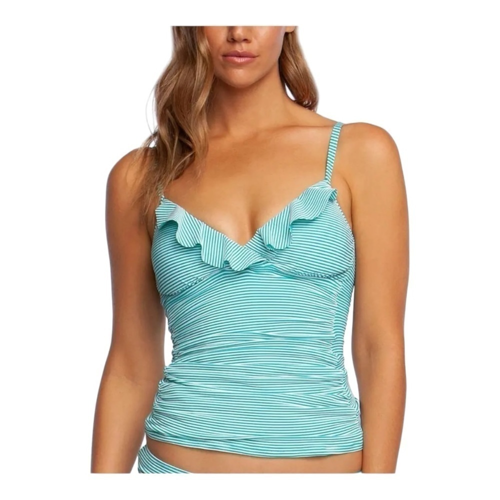 Lauren Ralph Lauren Seersucker Shaping Tankini/Hipster Bottom in Aqua Stripe NWT